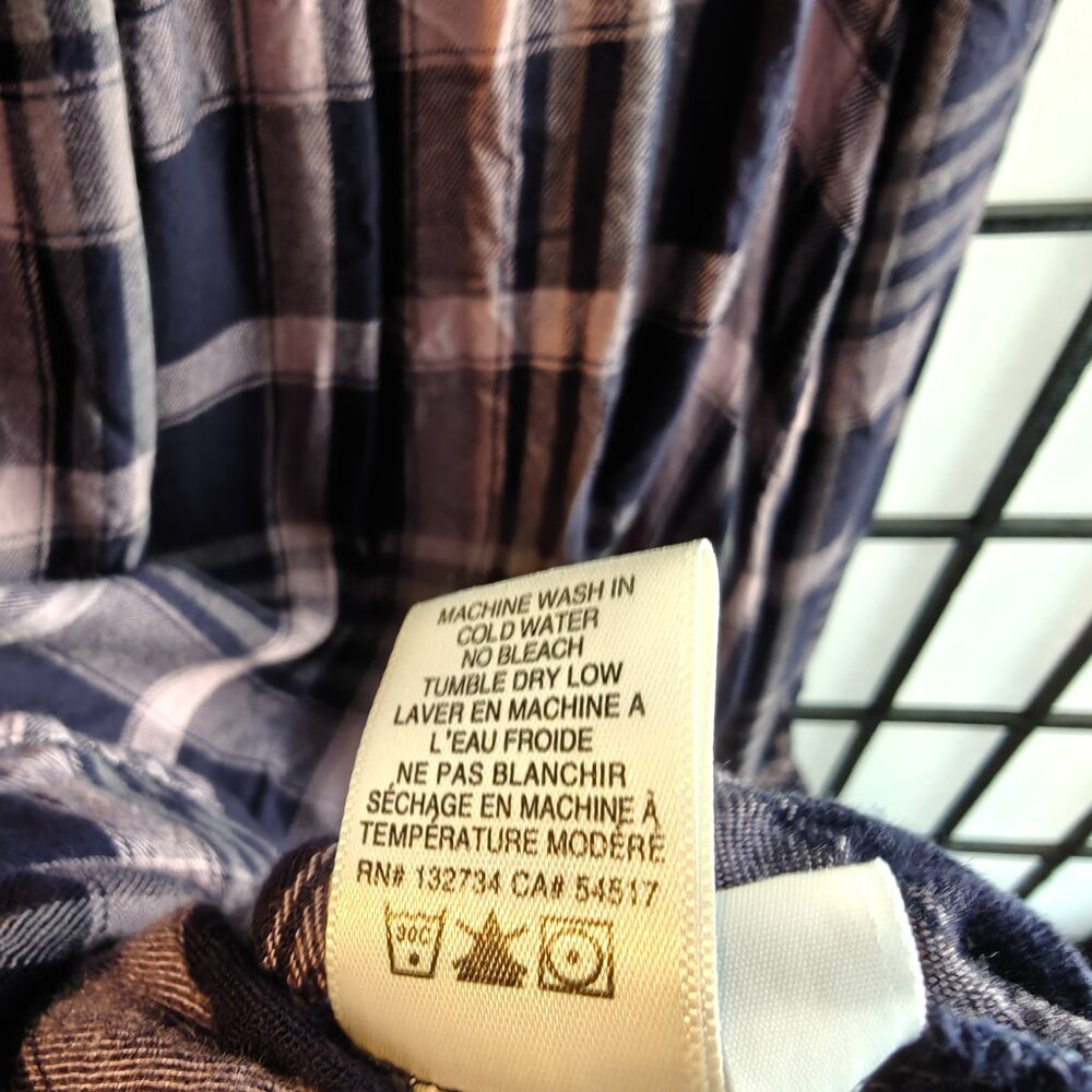 Cloth & Stone Purple Blue Pink Plaid Long Sleeve Casual Blouse - XL - Picture 6 of 6